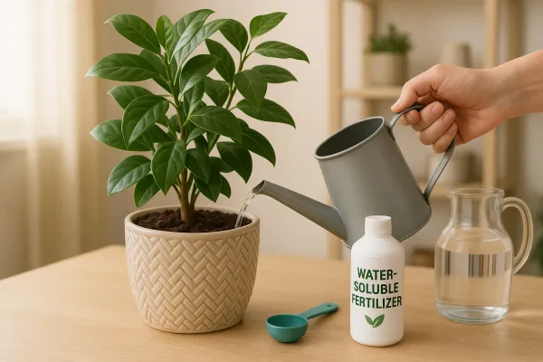 How should I feed an indoor plant safely?