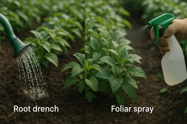 Foliar feeding vs root drench